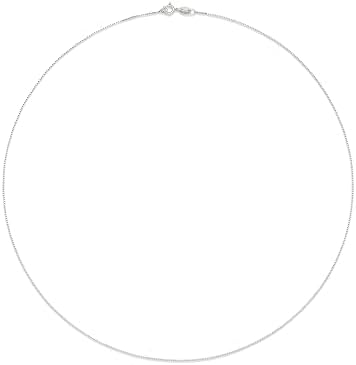 Amazon Essentials Sterling Silver Thin 0.8mm Box Chain Necklace Available In Yellow Gold Or Silver 16" 18" 20" 24" Or 30" (previously Amazon Collection)