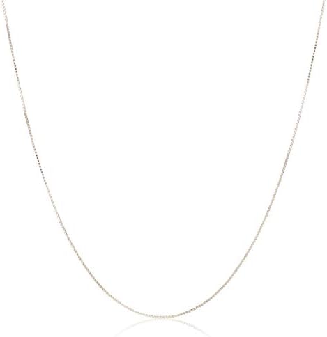 Amazon Essentials Sterling Silver Thin 0.8mm Box Chain Necklace Available in Yellow Gold or Silver 16" 18" 20" 24" or 30" (previously Amazon Collection)