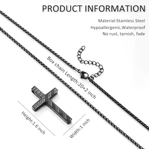 American Flag Bible Verse Cross Necklace For Boys Men 316L Stainless Steel Chain Pendant Religious Christian First Communion Confirmation Jewelry Graduation Christmas Gifts