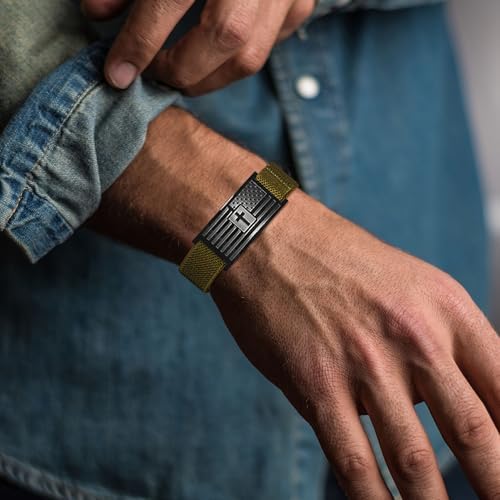 American Flag Cross Bible Verse Bracelets For Men Military Green Elastic Stretch Strap Adjustable Jewelry Christian Religious Gifts For Teen Boys