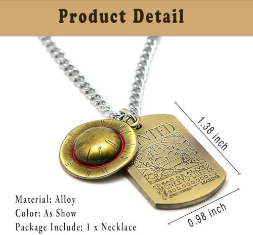 Anime Skeleton Pendant Necklace The Straw Hat Rope Chain Pendant Necklace For Cap Cosplay (1)