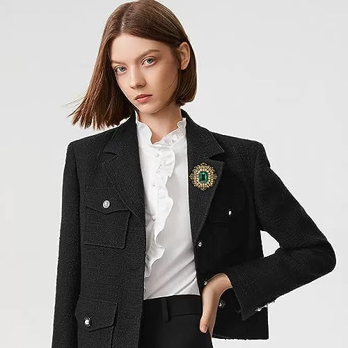 Antique Rhinestone Brooch Pin For Women Girls Gold Tone Vintage Baroque Rectangle Crystal Shell Pearl Boho Victorian Style Brooches Lapel Pins Elegant Wedding Christmas Festival Ornament Jewelry Gift