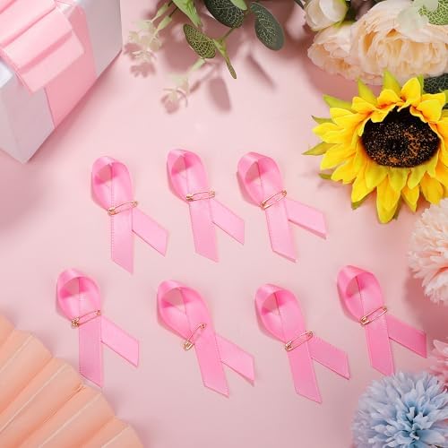 Aodaer Pink Ribbon Pins - 100 Piece Bulk Breast Cancer Awareness Lapel Pins Official Hope Ribbon Brooches For Women Safety Charity Event Survivor Campaign Party Favors