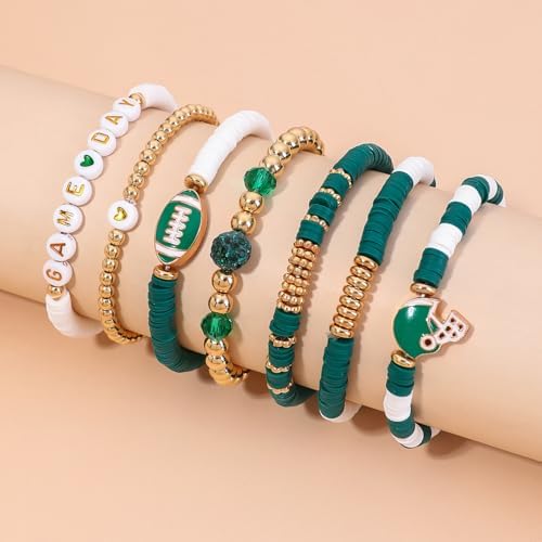 Artlunar Game Day Football Charm Bracelet: Stackable Sports Jewelry For Moms & Dads - Perfect For Football Fans