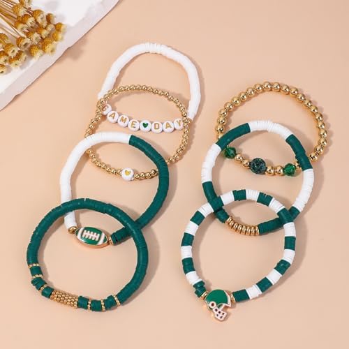 Artlunar Game Day Football Charm Bracelet: Stackable Sports Jewelry For Moms & Dads - Perfect For Football Fans