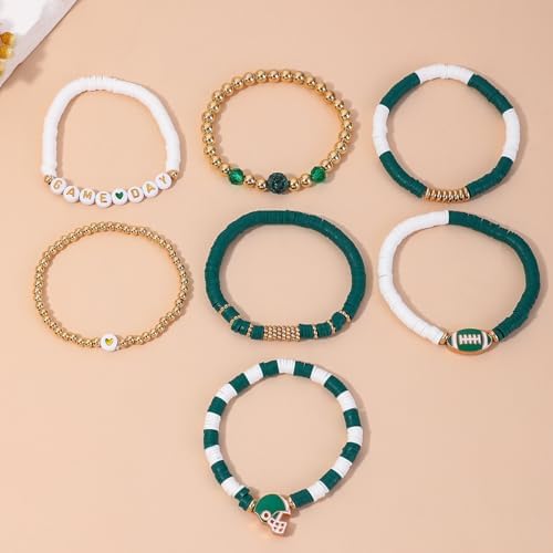 Artlunar Game Day Football Charm Bracelet: Stackable Sports Jewelry For Moms & Dads - Perfect For Football Fans