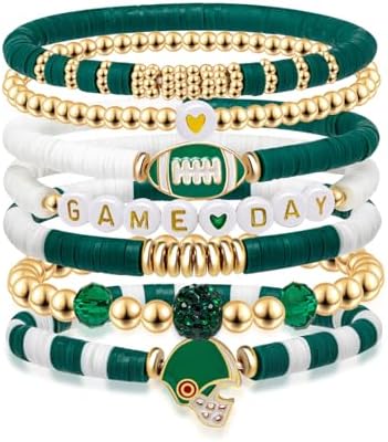 Artlunar Game Day Football Charm Bracelet: Stackable Sports Jewelry for Moms & Dads - Perfect for Football Fans