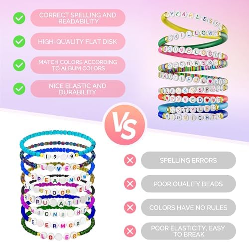 Ava Riley Friendship Bracelets 13 Tattoo Colorful Birthday Gift Bracelet Stackable Colorful Initial Charms 26 Letters 9PCS Songs Album Jewelry Stuff