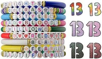 Ava Riley Friendship Bracelets 13 Tattoo Colorful Birthday Gift Bracelet Stackable Colorful Initial Charms 26 Letters 9PCS Songs Album Jewelry Stuff