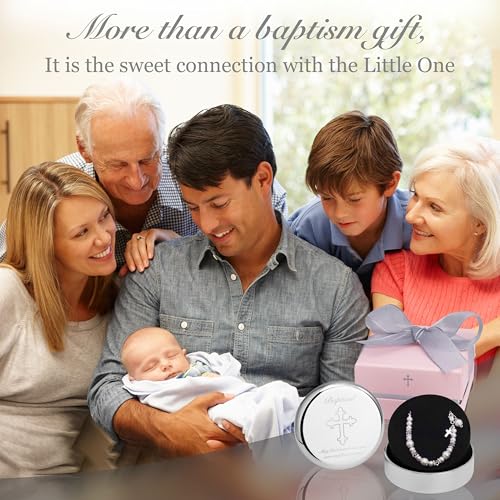 Baptism Bracelet In Sterling Silver And Cultured Pearls For Baby Girls With Silver-plated Jewelry Keepsake Box Great Catholic Christening And Baptism Gifts For Girl