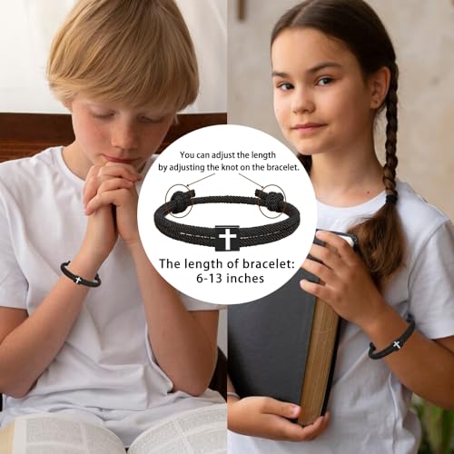 Baptism Gifts For Boys Braided Rope Cross Bracelet For Kids First Communion Gifts Boys Christian Christening Graduation