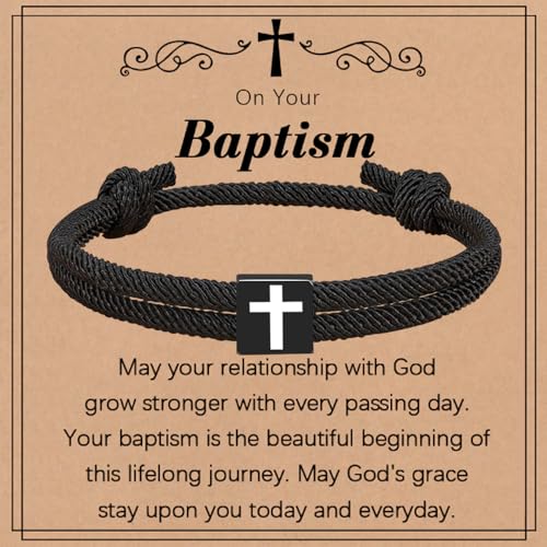 Baptism Gifts for Boys Braided Rope Cross Bracelet for Kids First Communion Gifts Boys Christian Christening Graduation