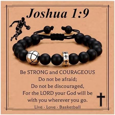 Baseball/Basketball/Football/Soccer Bracelet for Boys Cross Beaded Bracelet Gifts for Son Grandson Players Team Fan Friends Birthday Christmas Gifts for Men Boys