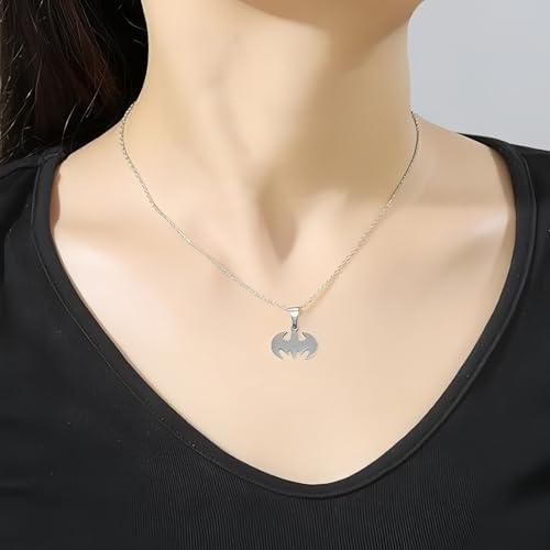 Bat Pendant Necklace Surgical Stainless Steel Hypoallergenic Superhero Necklace For Bat Lovers