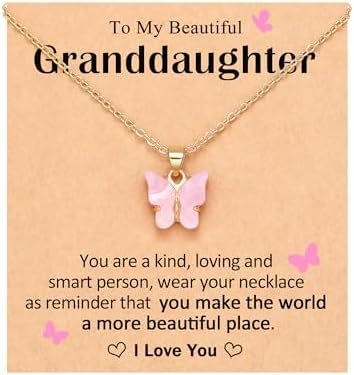 Beautiful Butterfly Necklace Gifts – Jewelry for Granddaughter Daughter Niece Sisters from Mom or Grandma for Birthday Christmas Valentines