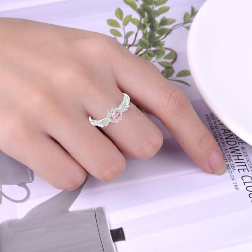 Beautiful Pink Angel Wings Rings Adjustable Opening Size Rings For Women Teenage Girls Adjustable Ring Jewelry Best Birthday Gift Christmas Gifts