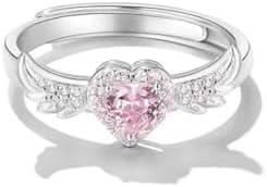 Beautiful Pink Angel Wings Rings Adjustable Opening Size Rings for Women Teenage Girls Adjustable Ring Jewelry Best Birthday Gift Christmas Gifts