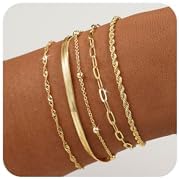 BERISO Gold Bracelets for Women Elegant Adjustable 14K Gold Plated Bracelet for Women Trendy Minimalist Dainty Gold Bracelet for Everyday Wear