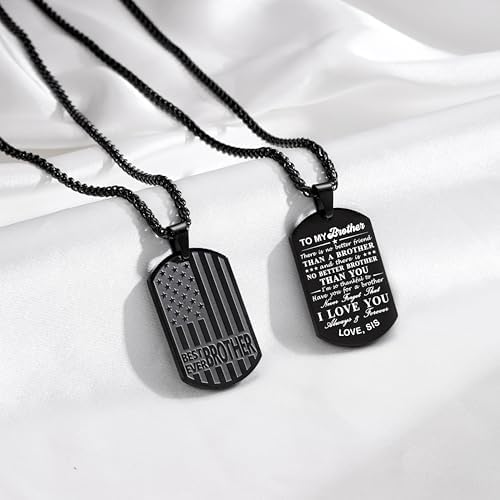 Best Dad Son Brother Grandson Grandpa Boyfriend Husband Ever Necklace Stainless Steel Flag Dog Tags Jewelry Birthday Valentine Christmas