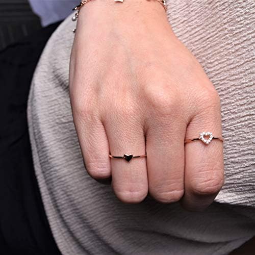 BLOSSOM & HUE Minimalist Ring For Women Teens & Girls [18K Gold Plated On .925 Sterling Silver] - Dainty Love/Heart Band [Hypoallergenic]
