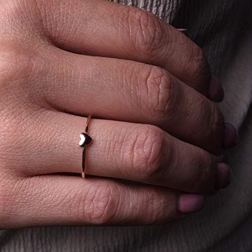 BLOSSOM & HUE Minimalist Ring For Women Teens & Girls [18K Gold Plated On .925 Sterling Silver] - Dainty Love/Heart Band [Hypoallergenic]