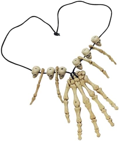 Bone Necklace Halloween Costume Accessory – Skeleton Skull Necklace For Voodoo Witch Doctor Caveman Cosplay & Party Dress Up