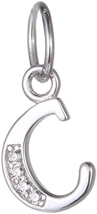 BORUO 925 Sterling Silver Cubic Zirconia A-Z Initial Letters Alphabet Dangling charms Pendant