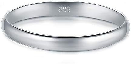 BORUO 925 Sterling Silver Ring Stacking Rings Plain Dome Tarnish Resistant Comfort Fit Wedding Band Gifts For Special Occasions 1.5mm 2mm 3mm Ring Size 4-12