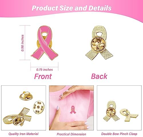 Breast Cancer Awareness Accessories Breast Cancer Awareness Pins Breast Cancer Pink Ribbon Metal Lapel Pins Official Hope Ribbon Enamel Brooch Bulk For Survivor Charity Event Marathon Supply