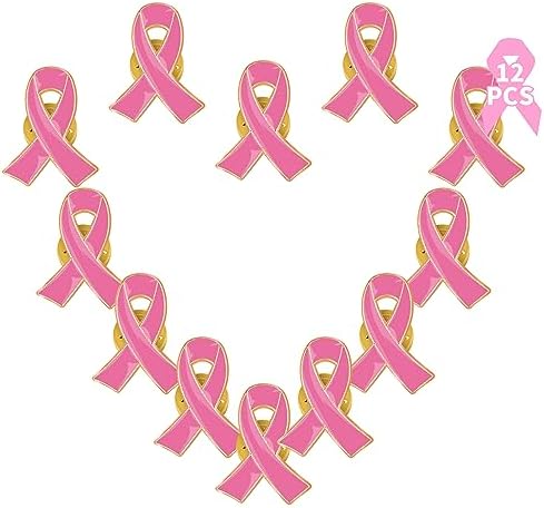 Breast Cancer Awareness Accessories Breast Cancer Awareness Pins Breast Cancer Pink Ribbon Metal Lapel Pins Official Hope Ribbon Enamel Brooch Bulk for Survivor Charity Event Marathon Supply