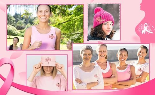 Breast Cancer Awareness Pink Rhinestone Ribbon Pin - Faith Believe Women's Brooch Survivor Lapel Pin For Cancer Month - Merchandise Accessories Decor