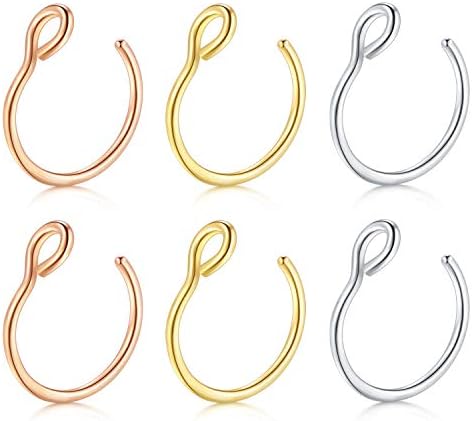 Briana Williams Fake Nose Ring Gold Fake Nose Rings for Women Clip On Fake Nose Piercing Non Piercing Faux Nose Piercing Jewelry