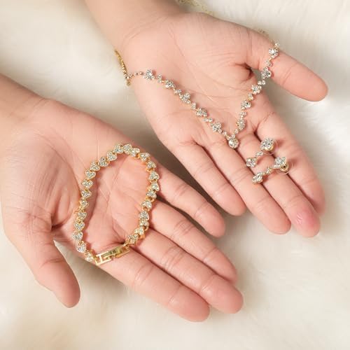 Bridal Wedding Jewelry Set Rhinestone Include Necklace Earrings Bracelet Brides Bridesmaid Prom Costume For Women