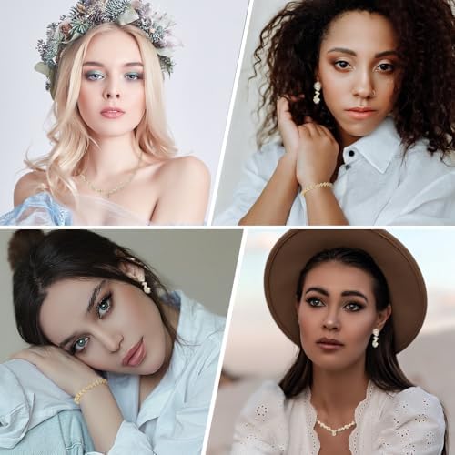 Bridal Wedding Jewelry Set Rhinestone Include Necklace Earrings Bracelet Brides Bridesmaid Prom Costume For Women