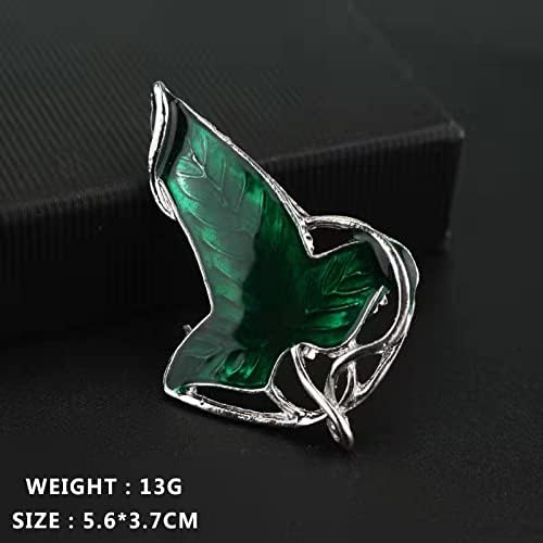 Brooch Pin For Cloak - Handmade Silver-Plated Alloy W/Green Enamel - Inspired Jewelry Gift For Women Men Fans (4.5x6.4cm)