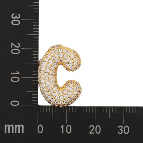 Bubble Letter Necklace Gold For Women Charm Balloon Initial Letter Pendant Zirconia Inlaid Necklaces Fashion Gifts Jewelry