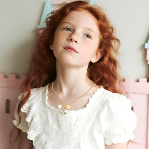 Butterfly Pearl Initial Necklace For Girls 14K Gold Plated Letter Butterfly Pendant Dainty Jewelry Birthday Christmas Gifts For Girls Daughter Best Friend