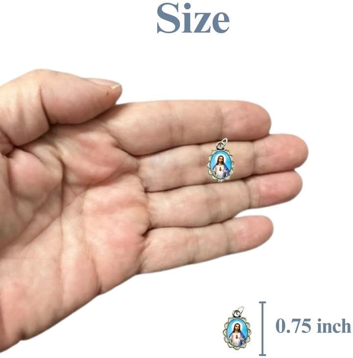 Catholica Shop Religious Wear Silver Tone Small Pendant - Devotional Medals With Assorted Images Of Saints Mary And Jesus. Favors Keepsake For Prayer Faith & Daily Reflection Pack Of 6