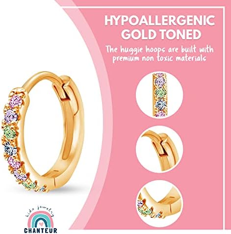 Chanteur Hypoallergenic Huggie Earrings For Girls & Women - Small Hoop Design Perfect For Teens & Kids