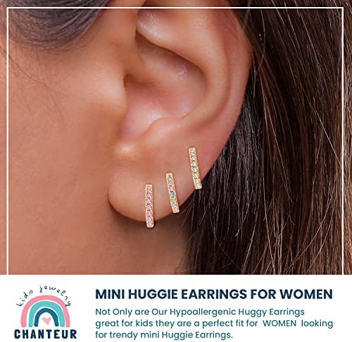 Chanteur Hypoallergenic Huggie Earrings For Girls & Women - Small Hoop Design Perfect For Teens & Kids