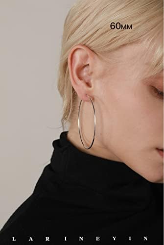 Chic 925 Sterling Silver Big Hoop Earrings Minimalist Round Circle Endless Large Huggie Hoops Statement Earrings 50/60/70/90mm Hypoallergenic Fashion Jewelry Gifts For Women Girls