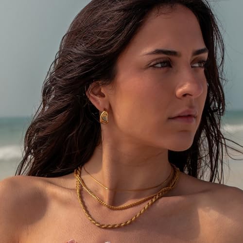 Chunky Gold Stud Earrings For Women 14k Gold Plated Hypoallergenic Earrings Statement Trendy Fashion Gold Jewelry Gifts