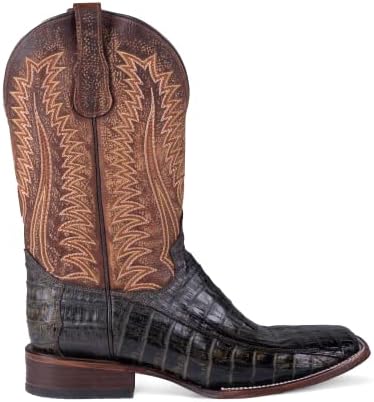 CIRCLE G By Corral Olive Green And Brown Ocher Caiman Wide Square Toe Men's Boots L6054