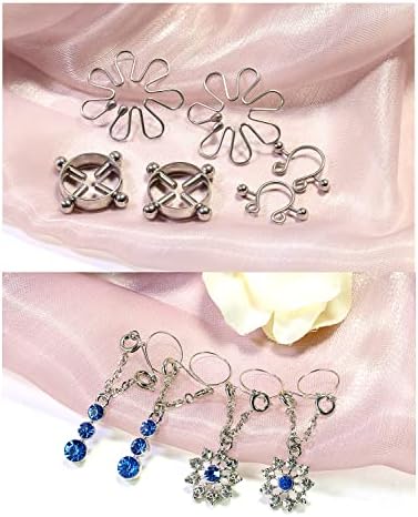 Cisyozi 5 对不锈钢假乳头环女士非穿孔吊坠钳人造身体穿孔首饰