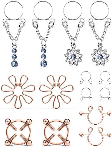 Cisyozi 5 对不锈钢假乳头环女士非穿孔吊坠钳人造身体穿孔首饰