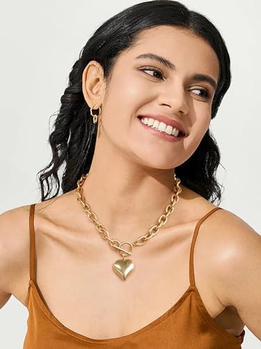 CLASSYZINT 18K Gold Plated Coin Lion Head Pendant Necklace Chunky Paperclip Choker Necklace For Gifts On Birthday Holidays For Women Girls