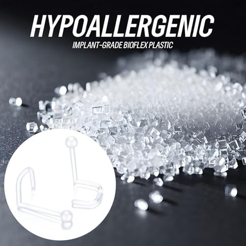 Clear Nose Ring Bioflex For Women And Men Plastic Cear Nose Studs For Work L Shaped Body Clear Piercing Retainer 18g Nose Rings Studs Piercing Jewelry