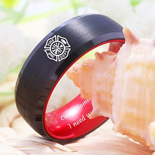 CLOUD DANCER FREE Custom Engraving Blue Tungsten Wedding Bands Bass Ring Fishing Ring Fish Hooks Ring Hunting Ring