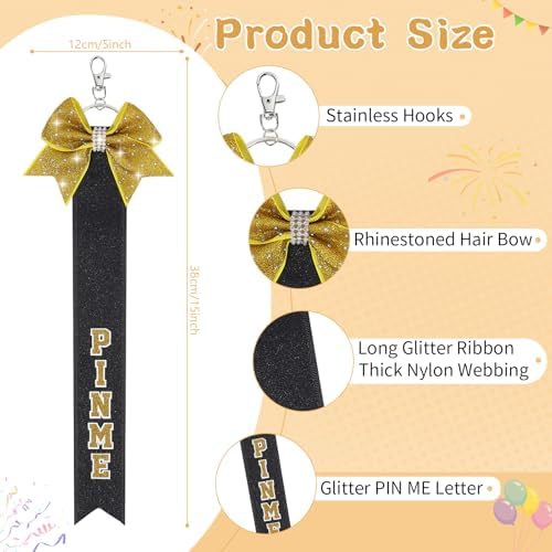 CN 2PCS Glitter Cheerleader Keychain Cheer Gifts Bow Holder Cheer Pin Strap Pin Me Ribbon For Backpack Bags