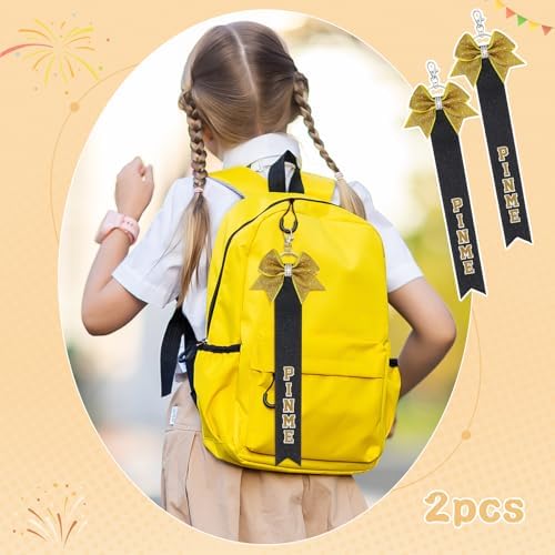 CN 2PCS Glitter Cheerleader Keychain Cheer Gifts Bow Holder Cheer Pin Strap Pin Me Ribbon For Backpack Bags